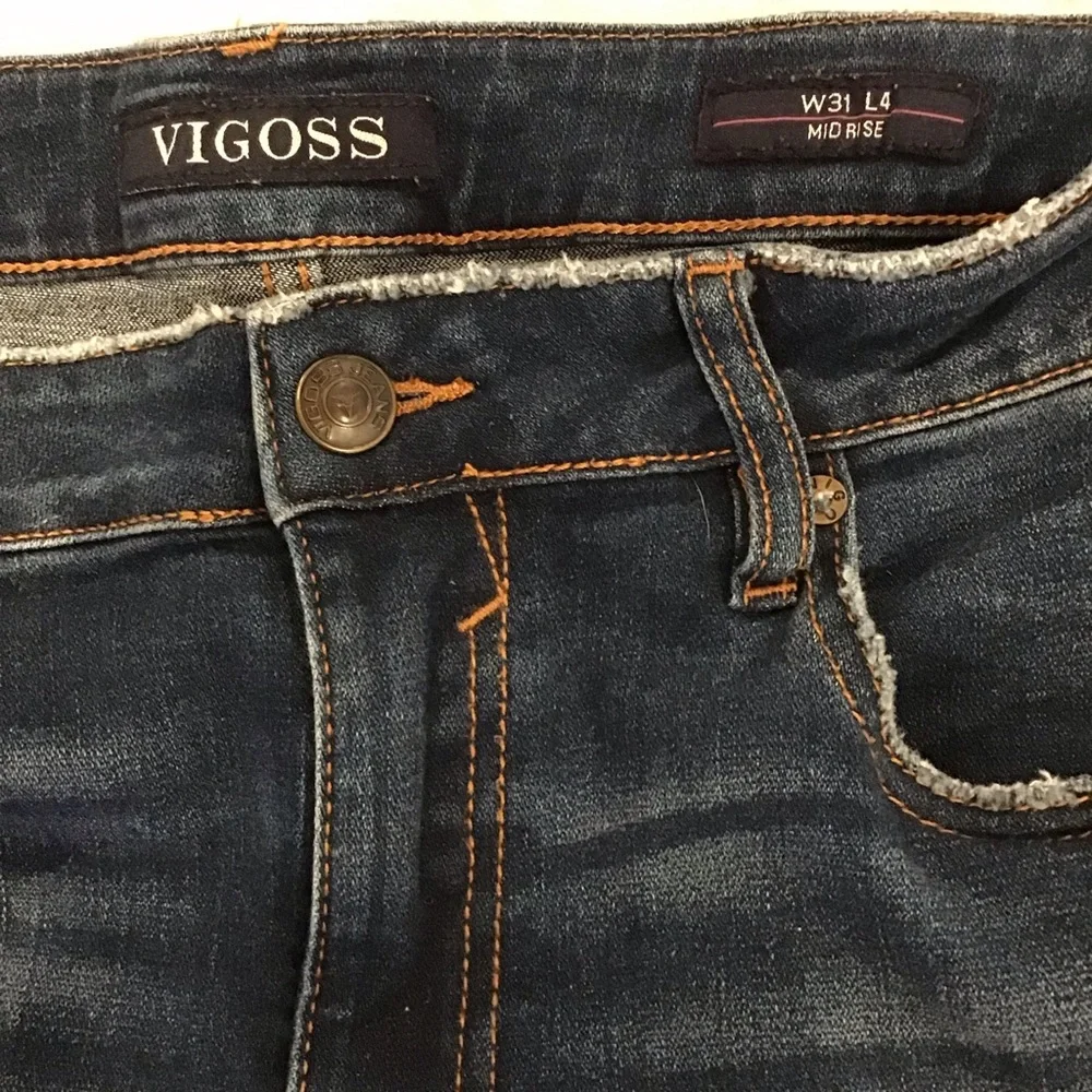 Vigoss 31 (US 12) Marley Denim Women’s Shorts Mid Rise Distressed Stretch Cuffed